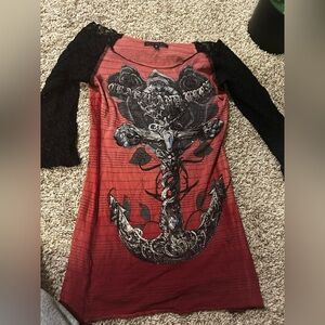Crash & Burn Red and Black Long Sleeve Top